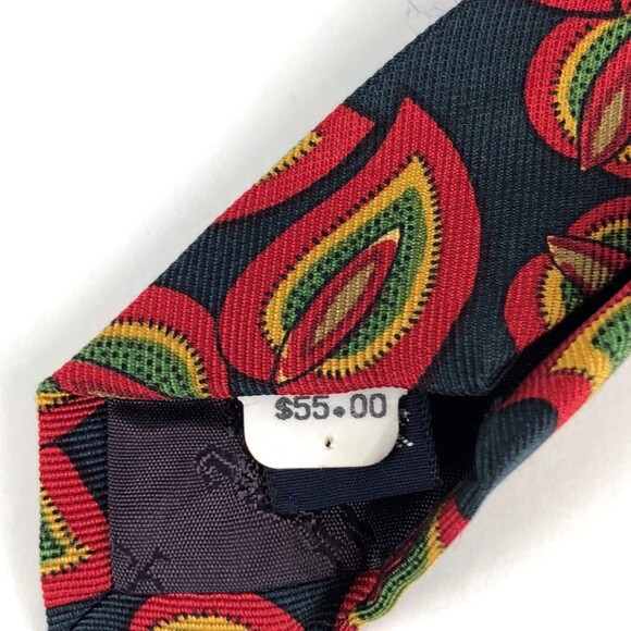 BURBERRYS OF LONDON Tie Black Colorful Leaves Nature Elegant Silk Necktie Italy - Picture 7 of 10